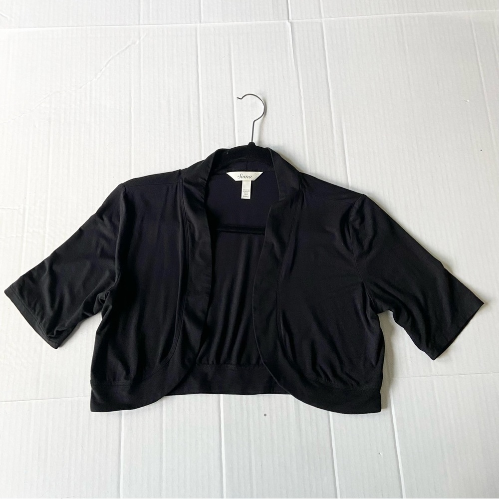 Soma Whimsygoth Shrug Black Cropped Short Bolero Sweater Jacket Size XS